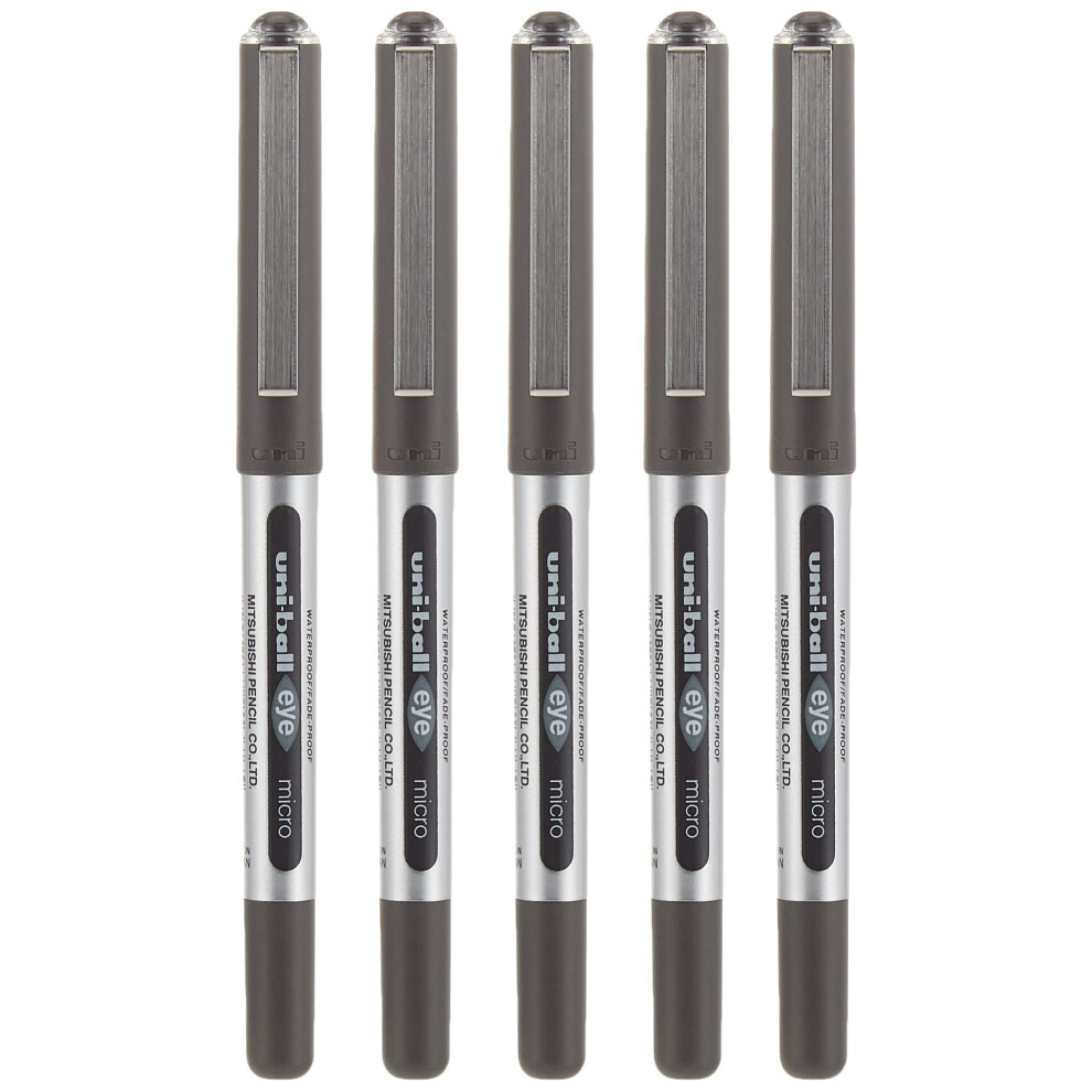 Uni-Ball Eye Micro Ub150 Rollerball 5 Piece Blisterpack Black