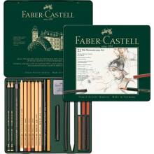 Faber-Castell Pitt Monochrome Professional Quality 21-Piece Set in a Metal Case