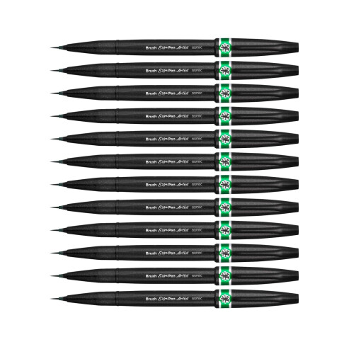 Pentel Pentel SESF30C-DX Extra Fine Brush Tip 12 Pieces Green