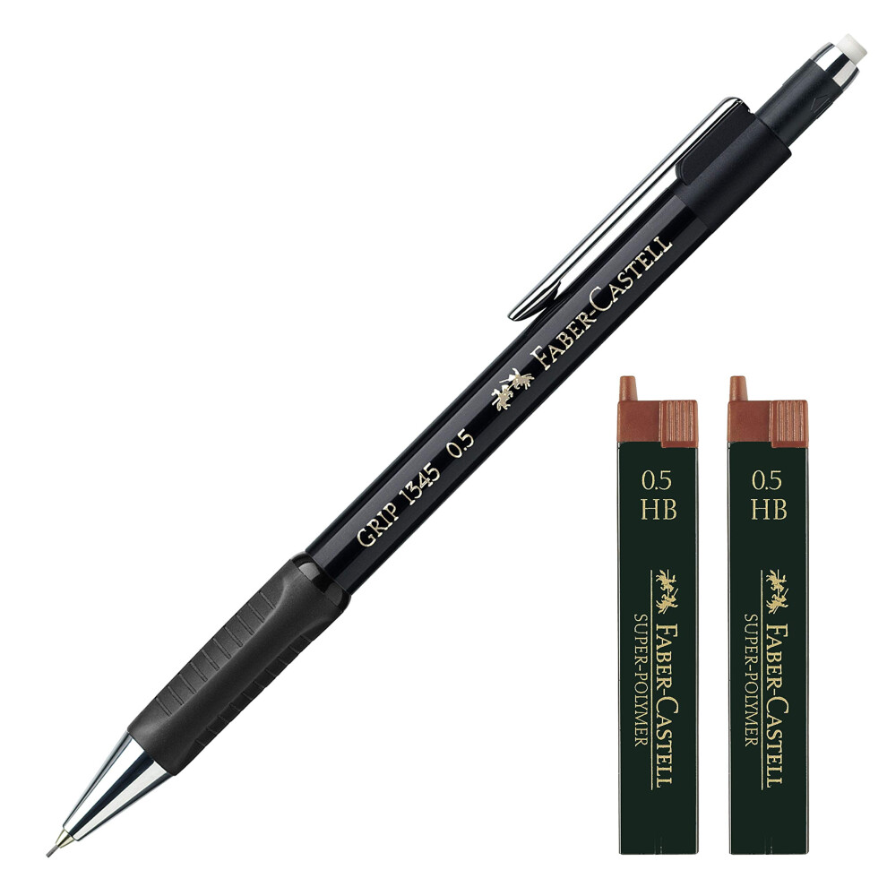 Faber-Castell Grip Mechanical Pencil, 1345 99, Lead Thickness: 0.5 Mm ( With 24 Refills) Black