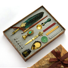 Joyeee Antique Feather Pen Set, with Craft Decoration Pen, Wood Dip Pen, Metal Spoon, Wax Seal Sticks, Ink, Candle, Pen Nibs, Pen Nib Holder, Wax Seal