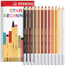 STABILO Chalk-Pastel Pencil CarbOthello - Pack of 12 - Warm Neutral Set in Envelope Gift Packaging