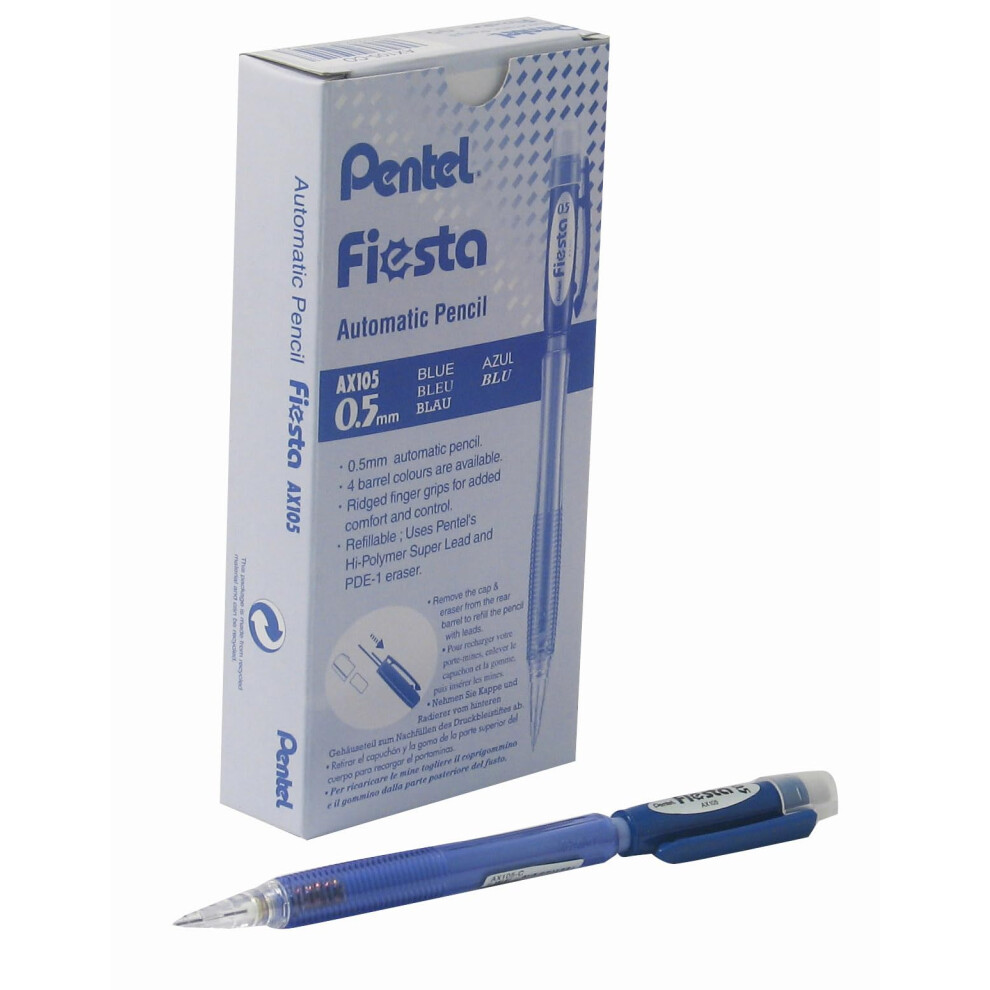 Pentel Fiesta 0.5Mm Automatic Pencil - Barrel (Pack Of 12), Ax105-Co Blue