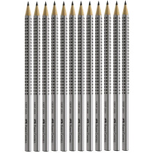 Faber Castell Grip 2001, Pack of 6 Pencils. silber B