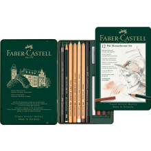 Faber-Castell Pitt Monochrome Professional Quality 12-Piece Introductory Set in a Metal Case