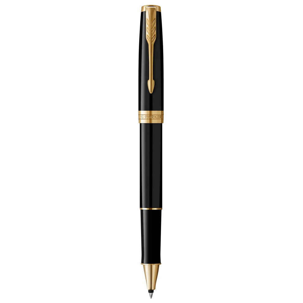 Parker Sonnet Rollerball Pen | Lacquer With Trim | Fine Point Ink | Gift Box Black/Gold