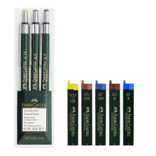 Faber-Castell TK-FINE 9760 136030 Set of 3 Mechanical Pencils Lead Thickness: 0.35 mm; 0.5 mm with 0.7 mm; barrel colour: green., Eco Bundle Maxi