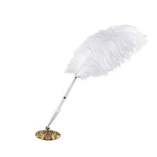 Tiiyee Feather Ballpoint Pen, Ink Pencil with Metal Holder Vintage quill Cute Signature Pens Fancy Signing Calligraphy Set School Office Writing