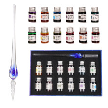 AOKUY Glass Pen Set Calligraphy Dip Pens,12 Colorful Inks,Caligraphy Sets for Art, Writing, Signature, Decoration, Gift