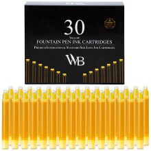 Wordsworth & Black Fountain Pen Ink Refills - Set of 30 Yellow Ink Cartridges - International Standard Long Size - Length APPR 2.3" - Base Diameter