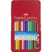 Faber-Castell Tin of 12 Colour GRIP 2001 pencils, multicoloured