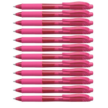 Pentel EnerGel BL107-P Gel-Ink Roller Ball Pens with Click Top, 0.35 mm - Pink (Pack of 12)