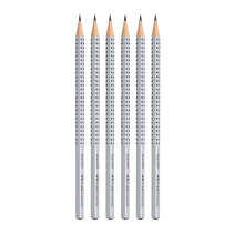 Faber-Castell Grip 2001 Pencil in Pack of 6 HB Hardness Case Colour Silver 2B