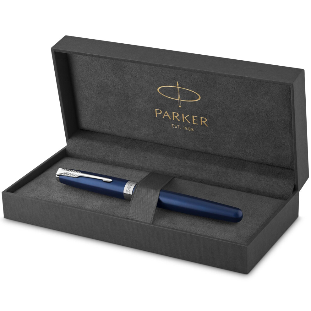 Parker Sonnet Fountain Pen | Lacquer With Palladium Trim | Medium Nib | Gift Box Blue