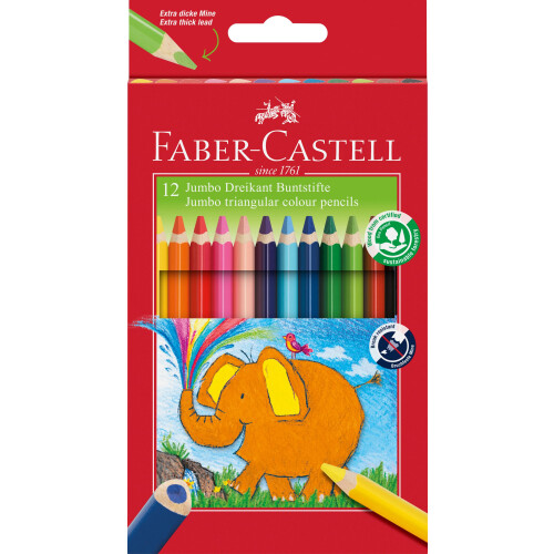 Faber-Castell Faber-Castell 116501 Triangular Jumbo Coloured Pencil (Pack of 12)