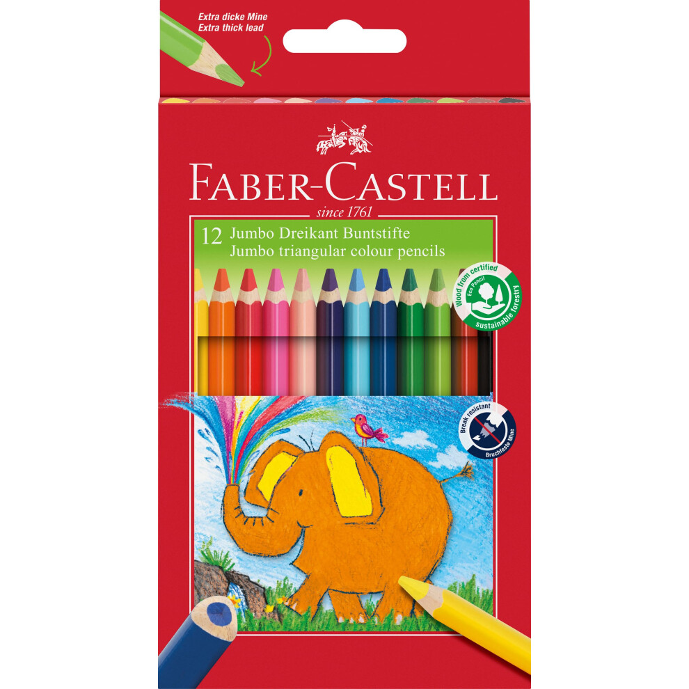 Faber-Castell 116501 Triangular Jumbo Coloured Pencil (Pack Of 12)