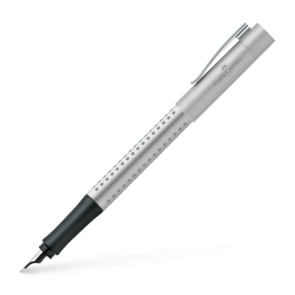 Faber-Castell Grip 2011 Fountain Pen, F Nib Silver Silver