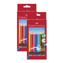 Faber-Castell Erasable Coloured Pencils with Rubber Tip Pack of 12 in Cardboard Case Double Pack