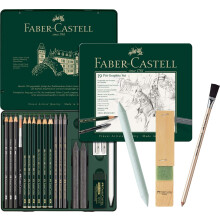 Faber-Castell - Pitt Graphite Set in Metal Case, Medium, 19 + 3 Pieces (Includes Eraser Pen with Brush, Paper Wiper and Lead Sharpening Block)