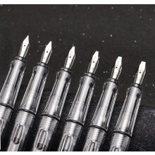 Yongsheng Calligraphy Art Parallel Pens Set Transparent Clear Fountain Pen, 6 Assorted Tip Sizes for Drawing and Writing Signature