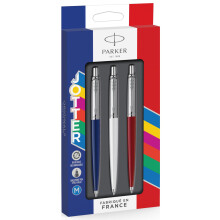 Parker Jotter Originals Ballpoint Pens | Limited Edition France Trio Pack | Blue, White & Red Barrels | Blue Ink | Set of 3 Pens