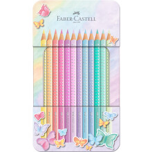 Faber-Castell Colouring Pencils Sparkle Pastel Pack of 12 Metal Case tin of 12