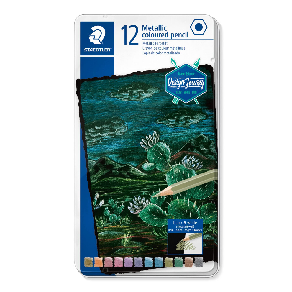 Staedtler 146M M12 Metallic Colouring Pencils - Assorted Colours (Tin Of 12)