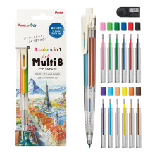 Pentel Art Multi 8 ? Multi-colored lead holder with 8 colored leads + refill set (XPH804ST)