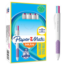 Paper Mate InkJoy Quatro 4-Colour Ballpoint Pen | Assorted Fun Colours | Medium Point (1.0mm) | 12 Count
