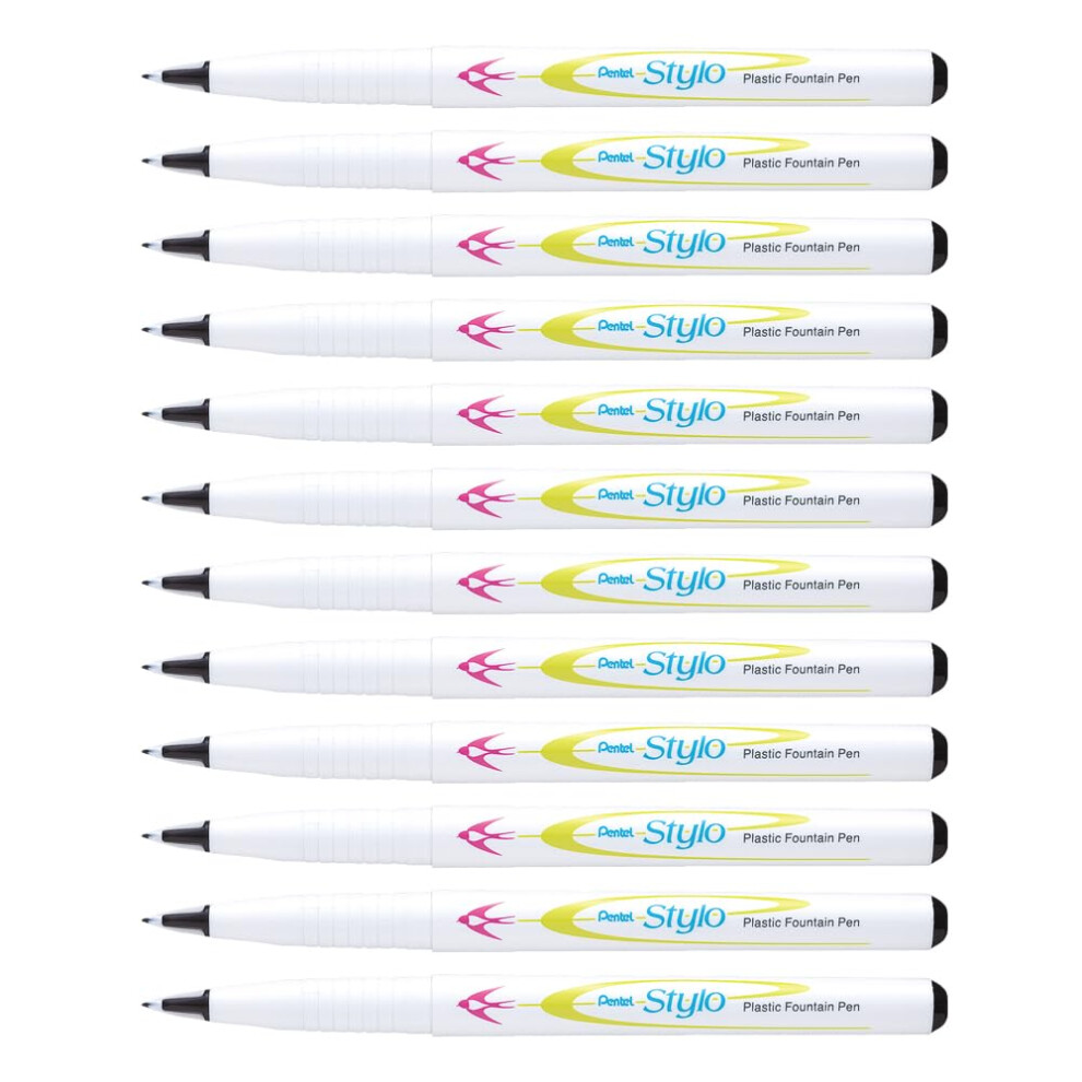Pentel Stylo Fountain Pen - Black (Pack Of 12), Jm11-Ax