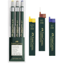 Faber-Castell 130622 pencil TK-fine 3-pack (one pen 0.35 mm, 0.5 mm and 0.7 mm), Geo Clever Set, 1