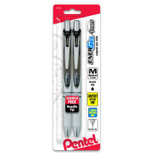Pentel EnerGel Pearl RTX Retractable Liquid Gel Pen, (0.7mm), Medium Line, Needle Tip, Black Ink, Pack of 2 (BLN77WBP2A)