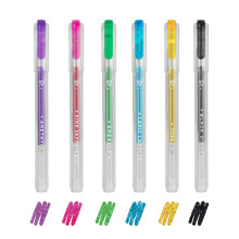 Legami - Set of 6 Mini Glitter Gel Pens, 0.8 x 11 cm, Shine Like a Diamond, Tip Diameter 1 mm, Purple, Gold, Green, Blue, Pink, Black