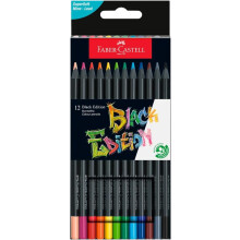 Faber-Castell Colouring Pencils Black Edition, tin of 12 tin of 12, Multicolor (116413)