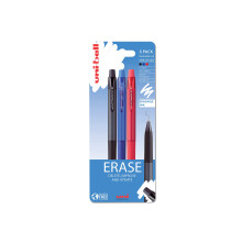 uni-ball URN-181-07 On Point Erasable Ballpoint Black, Blue and Red Gel Pens. Premium 0.7mm Rollerball Tip for Smooth Handwriting. Easy-Retract Eraser