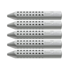 Faber-Castell 187100 - Triangular Eraser Grip 2001, Grey, Pack of 5 Gray 205008