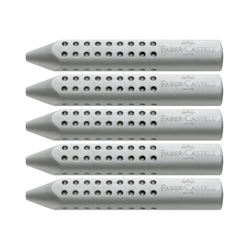 Faber-Castell Faber-Castell 187100 - Triangular Eraser Grip 2001, Grey, Pack of 5 Gray 205008