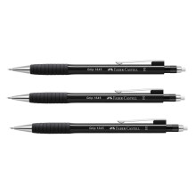 FABER-CASTELL Grip 1345 205023 Mechanical Pencil Set Black, 3 Pieces, Hardness Grade B, Lead Thickness 0.5 mm, with Integrated Eraser