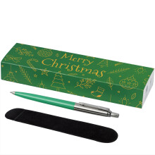 PARKER - Jotter ballpoint pen with Velvet Pouch in Gift Box - black ink - green - Christmas Green