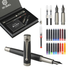 GC QUILL Fountain Pen Set - Fine and Medium Nibs, Includes 18 Ink Cartridges, Ink Refill Converter and Syringe Filler, Gift for Writing Journaling
