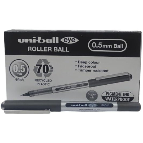 Uni-Ball Uni-Ball Rollerball Liquid Ink Eye Micro UB-150E Black 0.5mm Box 12 pcs
