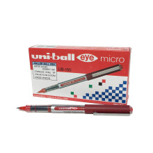 uni-ball UB-150E Eye Micro Rollerball Pens, Red Uni Super Ink, .5mm Nib, Box of 12