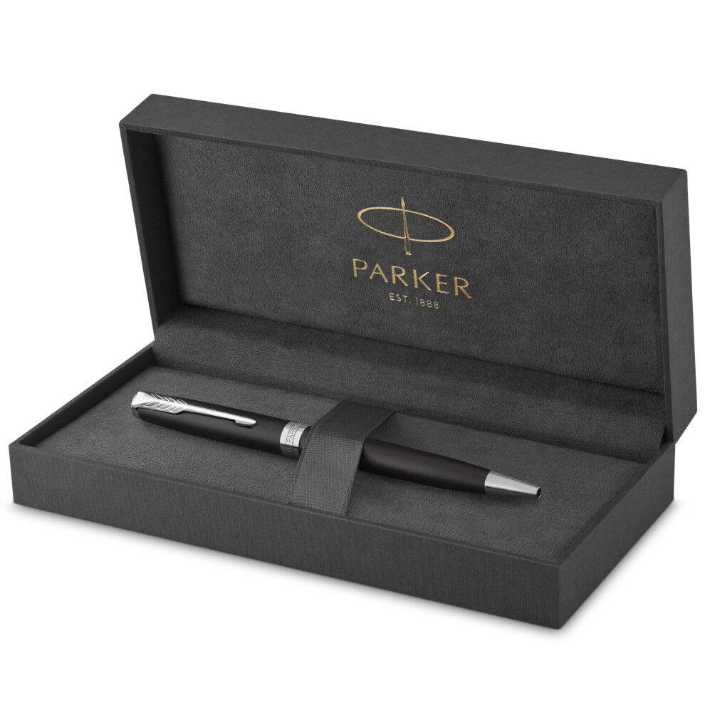 Parker Sonnet Ballpoint Pen | Matte Black Lacquer With Palladium Trim | Medium Point Black Ink | Gift Box