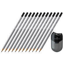 Faber-Castell GRIP 2001 HB Pencil with Eraser Tip (12 Pencils + Vinyl Eraser)
