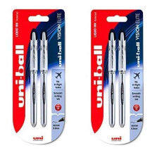 uni-ball Vision Elite - UB-200 - Liquid Ink Rollerball Pen - 2 x Twin Pack - Black Ink (4 Pens)