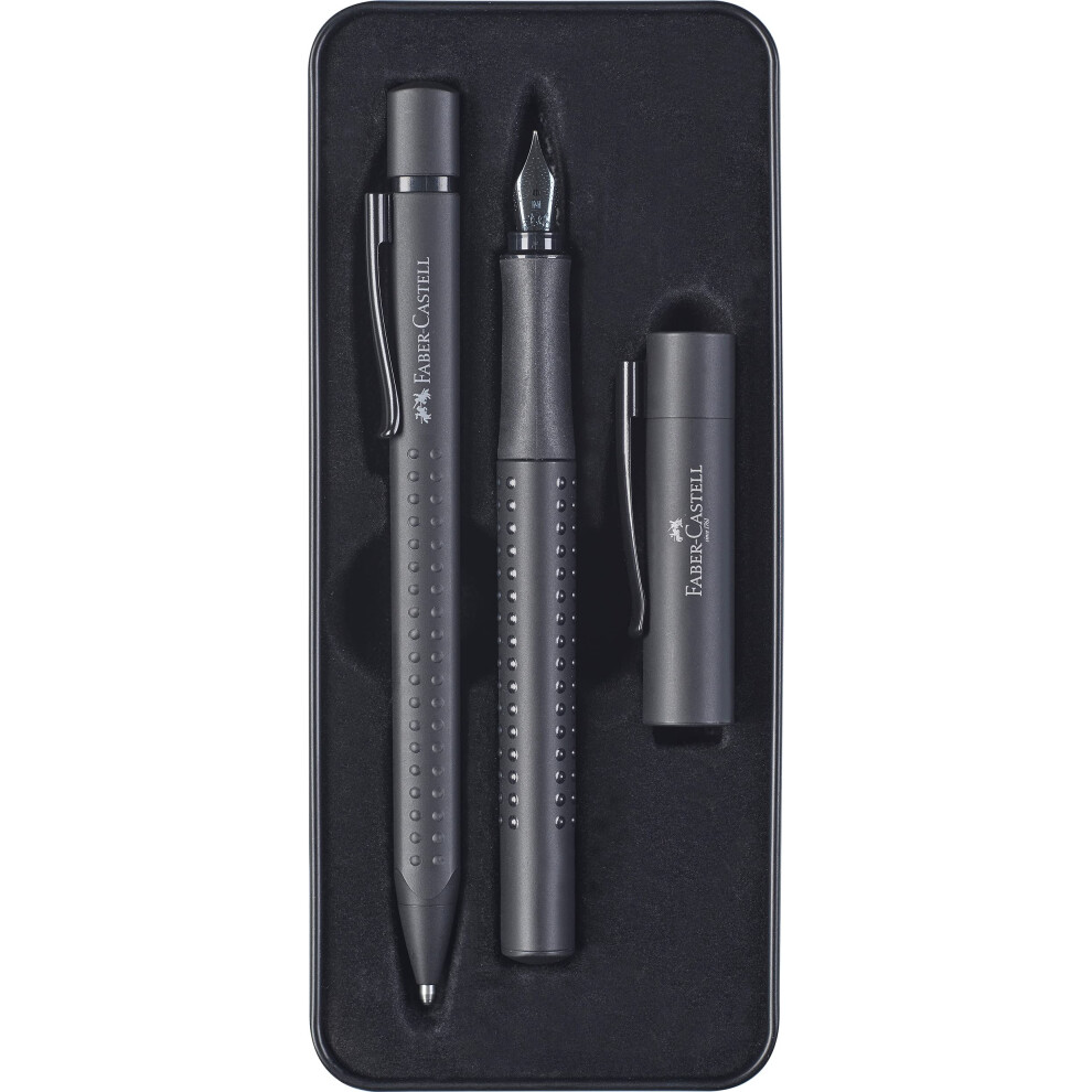 Faber-Castell Grip Edition Fountain Pen And Ballpoint Pen Set - All Black