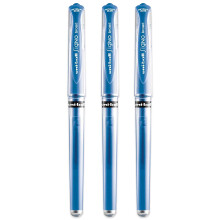 uni-ball Signo Pen Broad Metallic Gel Ink Rollerball - Metal 1mm Tip Nib 0.65mm Line Width With Rubber Grip - UM-153 - (Pack Of 3) - Blue