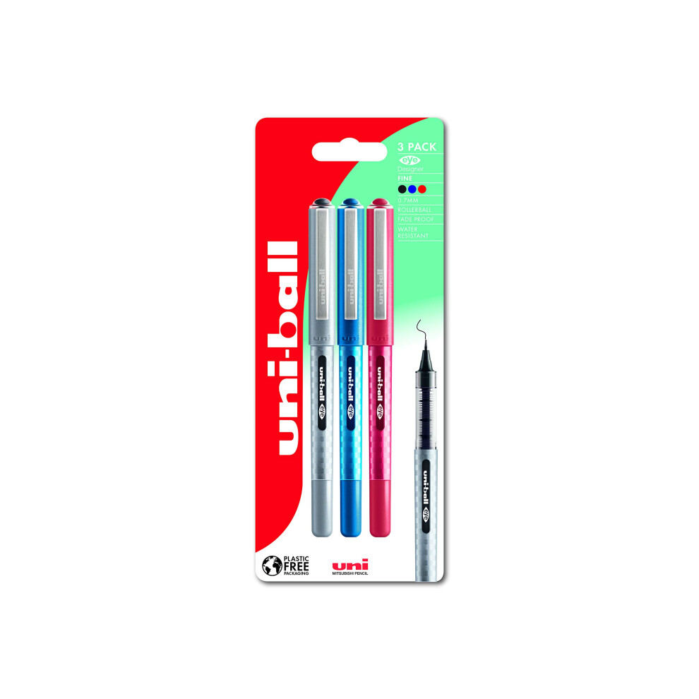 Uni-Ball Ub-157D Eye Designer Rollerball Pens. Premium Medium 0.7Mm Ballpoint Tip For Super Smooth Handwriting, Art And Drawing. Fade And Water