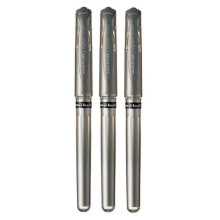Uni Ball Silver Signo Pen Broad Metallic Gel Ink Rollerball Metal 1mm Tip Nib 0.65mm Line Width With Rubber Grip UM-153 (Pack Of 3)