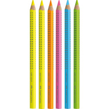 Faber-Castell - Jumbo Grip Neon Textliner Highlighter, 2 x Yellow, Green, Pink, Orange and Blue
